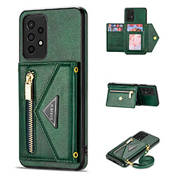 Coque en TPU + PU N.BEKUS avec béquille et sangle vert noirâtre pour votre Samsung Galaxy A52 4G/5G/A52s 5G