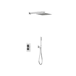 Avis Vente-Unique Ensemble de douche encastrable avec mitigeur thermostatique - Couleur nickel brossé - TEREK