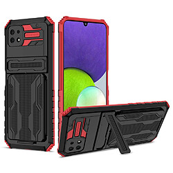 Coque en TPU anti-rayures avec béquille et porte-carte rouge pour votre Samsung Galaxy A22 5G (EU Version)