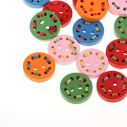 Avis 30pcs boutons en bois décor de chaînes pour coudre artisanat Scrapbooking 15mm ronde