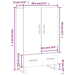 vidaXL Buffet haut blanc 69,5x31x115 cm bois d'ingénierie pas cher