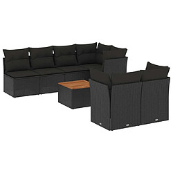 Maison Chic Ensemble Tables et chaises d'extérieur 6pcs avec coussins,Salon de jardin noir résine tressée -GKD300765