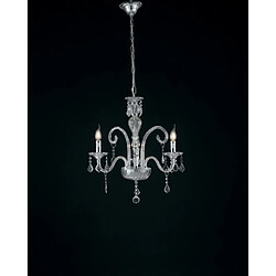 Fan Europe Chandelier sans abats jours 3 ampoules Pendentif Verre,Cristal Chrome