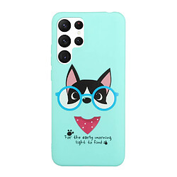 Coque en silicone avec lanière bleu ciel pour votre Samsung Galaxy S22 Ultra 5G