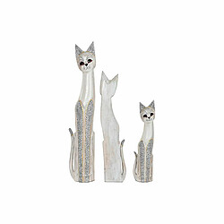 Ensemble de Figurines DKD Home Decor Gris Beige Chats Bois d'albassia (17 x 6 x 100 cm) (17 x 8 x 99 cm)