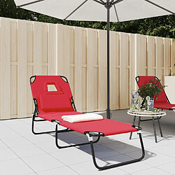 Maison Chic Chaise longue | Transat Bain de soleil pliante rouge tissu oxford acier enduit de poudre -GKD82868