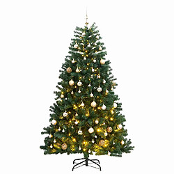 vidaXL Sapin de Noël artificiel articulé 300 LED et boules 240 cm