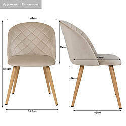 Acheter Decoshop26 Lot de 2 chaises de salle à manger en tissu velours beige pieds en métal CDS09072