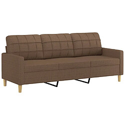 Acheter Maison Chic Canapé 3 places avec oreillers,Sofa de Salon,Canapé droit décoratifs marron 180 cm tissu -GKD443109