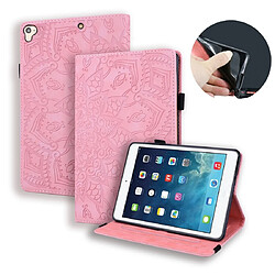 Wewoo Housse Étui Coque Etui en cuir estampé avec support et fentes pour cartes et fente stylo et bande élastique rose iPad Pro