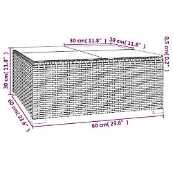 Acheter vidaXL Table de basse de jardin Noir 60x60x30 cm Résine tressée verre