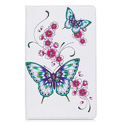 Etui en PU motif imprimé avec support papillons et fleurs pour votre Samsung Galaxy Tab A 10.1 (2019) T510