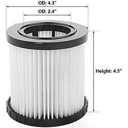 AD DCV5801H Filtre De Remplacement Compatible pour DeWalt DCV580 et DCV581H Aspirateur Sec Humide, Lavable et Réutilisable