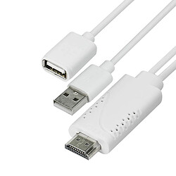 Avizar Câble USB Femelle MHL Vers HDMI Mâle Et USB Mâle Smartphone / Tablette - Blanc