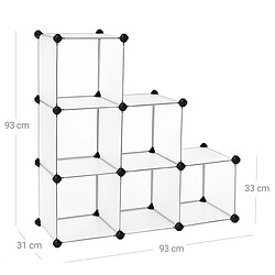 Avis Helloshop26 Armoire à chaussures étagère escalier meuble de rangement modulable 6 compartiments ouverts pour vêtements jouets sacs dimensions 93 x 93 x 31 cm blanc semi- transparent 12_0003285