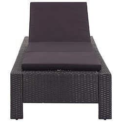 Acheter Helloshop26 Transat chaise longue bain de soleil bain de soleil avec coussin résine tressée noir 02_0012198