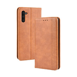 Wewoo Housse Coque Étui en cuir à boucle magnétique avec rétro pour Crazy Horse Texture horizontale Galaxy Note 10avec porte-cartes et fentes cartes et cadre photo Marron