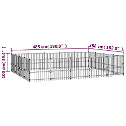 vidaXL Chenil d'extérieur pour chiens Acier 18,82 m² pas cher