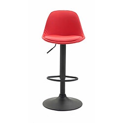 Decoshop26 Tabouret de bar avec repose-pieds design moderne en synthétique rouge pieds en métal noir mat 10_0000852