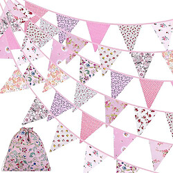 Universal (rose) double face motif floral tissu drapeau tissu bannière, fête mariage festival drapeau coloré