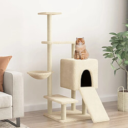 Arbre à chat avec griffoirs,niche pour chat en sisal crème 130,5 cm -MN18091