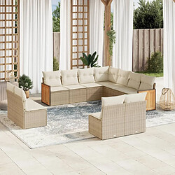 Maison Chic Salon de jardin 11 pcs avec coussins | Ensemble de Table et chaises | Mobilier d'Extérieur beige résine tressée -GKD44113