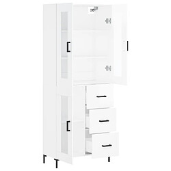 Avis vidaXL Buffet haut Blanc brillant 69,5x34x180 cm Bois d'ingénierie