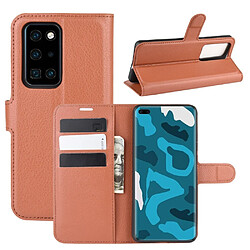 Etui en PU litchi avec support marron pour Huawei P40 Pro