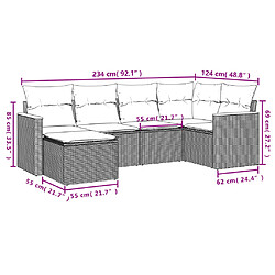 Avis Maison Chic Salon de jardin 6 pcs avec coussins | Ensemble de Table et chaises | Mobilier d'Extérieur gris résine tressée -GKD60874