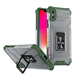 Ozzzo crystal ring coque kickstand tough rugged cover pour iphone xs / iphone x vert