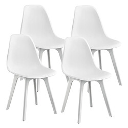 Decoshop26 Set de 4 chaises design chaise de cuisine chaise de salle à manger plastique blanc 03_0003705