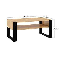 Bestmobilier Donnely - table basse - bois et noir - 110 cm pas cher