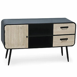 Paris Prix Buffet 1 Porte & 2 Tiroirs en Bois Yane 115cm Noir