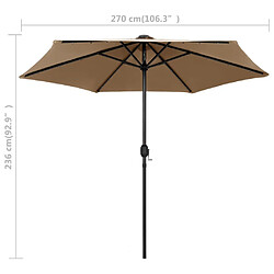 vidaXL Parasol de jardin avec lumières LED et mât en aluminium taupe pas cher