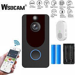 Universal Vidéo Sonnette sans fil 1080 HD Surveillance V7 Smartphone Sonnette WiFi Sonnette basse puissance Interphone vidéo(Le noir)