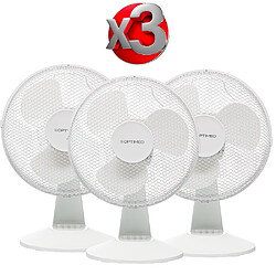 Lot de 3 ventilateurs de table diamètre 30 cm oscillant 3 vitesses Optimea