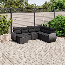 Maison Chic Ensemble Tables et chaises d'extérieur 7pcs avec coussins,Salon de jardin noir résine tressée -GKD771583