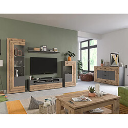 Bestmobilier Wexford - buffet bas - gris et bois - 160 cm pas cher