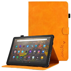 Etui en PU motif en forme de cœur avec support et porte-cartes pour votre Amazon Fire HD 10 (2021) - kaki