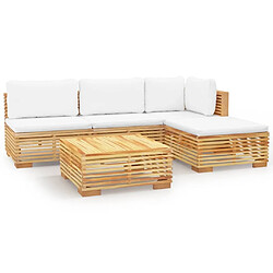 Maison Chic Salon de jardin 5 pcs + coussins - Mobilier/Meubles de jardin - Table et chaises d'extérieur Bois de teck solide -MN54935