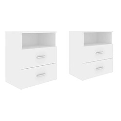 Maison Chic Lot de 2 Tables de chevet,Table de nuit,Table d'appoint pour salon Blanc 50x32x60 cm -MN15977