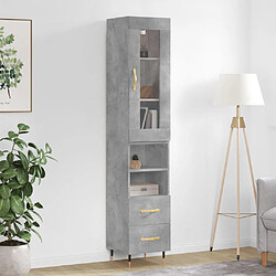 vidaXL Buffet haut Gris béton 34,5x34x180 cm Bois d'ingénierie