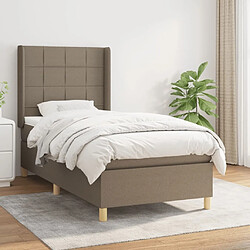 Maison Chic Lit adulte- Lit + matelas,Sommier à lattes de lit avec matelas Taupe 100x200 cm Tissu -GKD93904