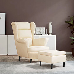 Maison Chic Fauteuil relax,Chair à oreilles avec tabouret crème velours -MN30270