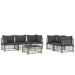 Avis Maison Chic Salon de jardin 6 pcs + coussins - Mobilier/Meubles de jardin - Table et chaises d'extérieur anthracite résine tressée -MN72951