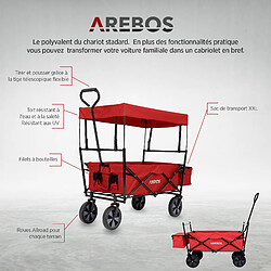 Avis AREBOS Chariot de jardin pliable, Chariot de transport à main, Avec barre de poussée, Pliable, Rouge