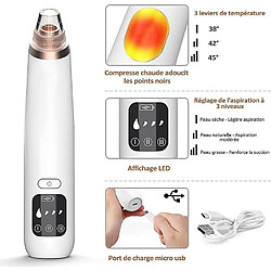 Chrono Aspirateur Point Noirs Visage, Extracteur de Comédons Professionnel Appareil Peau Vacuum Nettoyant Pores Rechargeable, écran et 6 Têtes pour éliminer Les Blackheads, Boutons, Graisse(Blanc)