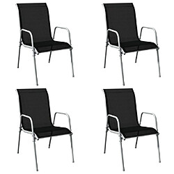 Maison Chic Salon de jardin de salle à manger 5 pcs,Table et Chaises d'extérieur,Mobilier de jardin Acier Noir -MN98712 pas cher