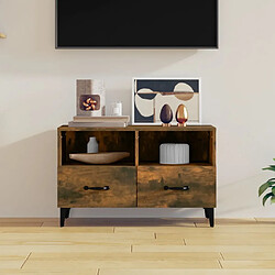 Maison Chic Meuble TV scandinave - Banc TV pour salon Chêne fumé 80x36x50 cm Bois d'ingénierie -MN63441