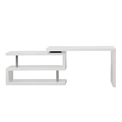 Acheter Vente-Unique Bureau extensible NICEPHORE II - MDF laqué - Blanc - Plateau pivotant 360°